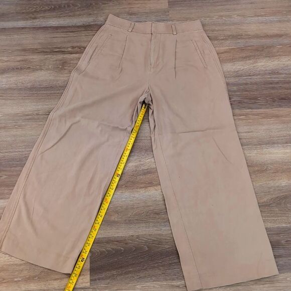 Everlane The Way-High Drape Wide Leg Pleated Khaki Trousers Size 8 Short - Picture 7 of 10